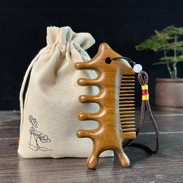 Sandalwood Scalp Massager Comb - 4-in-1 Natural Wooden Massage Tool