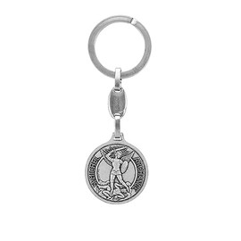 NKlaus Keyring Archangel Raphael Gabriel 3 cm Patron Saint Silver Healing Energy 14862, gray