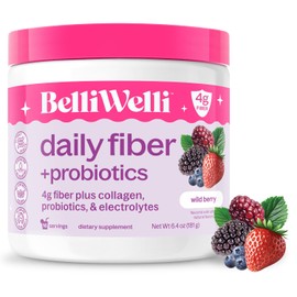 Belli Welli Suplemento diario de fibra en polvo con colágeno, probióticos y electrolitos  Favorece la salud digestiva, el equilibrio intestinal y la  
