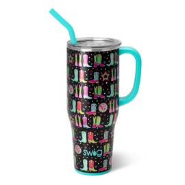Swig Life 40oz Mega Mug, 40 oz Tumbler with Handle and Straw, Cup Holder Friendly, Dishwasher Safe, Extra Large Insulated Tumbler, Stainless Steel (Disco Cowgirl)