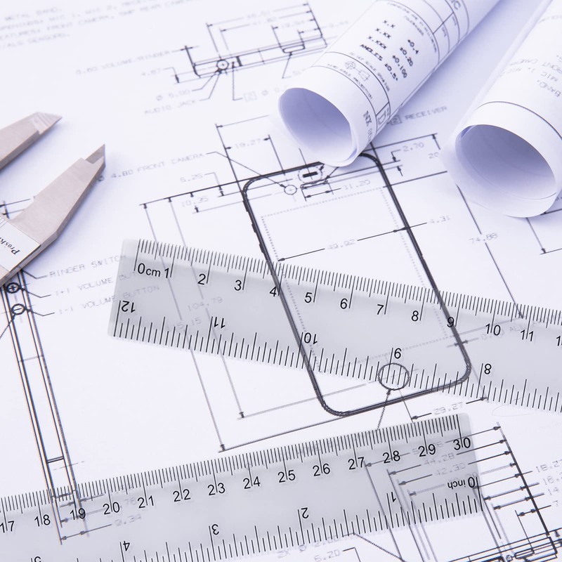4 pcs Ruler 30cm, Plastic Clear Shatterproof Rulers