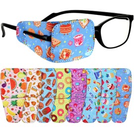 8 Parches para Ojos para Niños, Parche para Gafas para Cubrir Cualquiera de los Ojos, Parche de Tela con Parches de Dibujos Animados para Niños y Niñas (Estilo Postre)