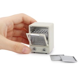 Miniature Microwave Dollhouse Oven Kitchen Furniture 1 12 Scale Accessories Mini House Oven Model Miniatures Plastic Mini Kitchen Appliance DIY Accessory Decoration (White)