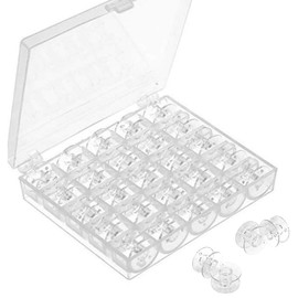 Sewing Machine Bobbins 25 Pack Transparent Plastic Sewing Bobbin Spools Empty Bobbins Spools Plastic Storage Box for Home Sewing Accessories Tools