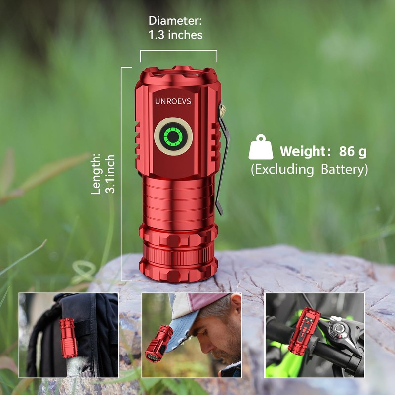 UNROEVS XC01 2550 lumens Mini Flashlight Rechargeable, Super Bright Magnetic
