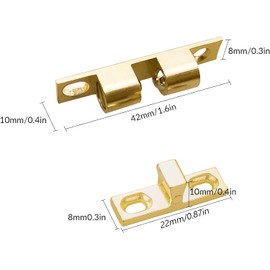 YEYIT 10 Pcs Double Ball Roller Tension Door Catches, Adjustable Cupboard Double Roller Latch for Wardrobes Cabinet Kitchen Closet Furniture (Golden)