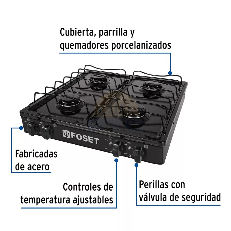 Foset PAGA-4N 4-burner rim gas grill, black
