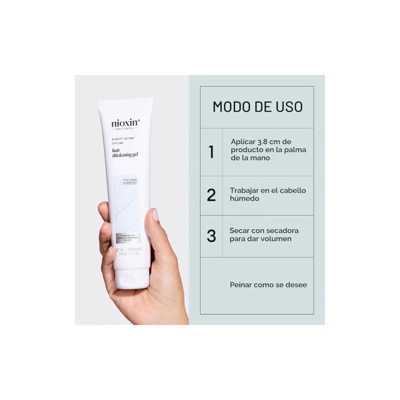 Nioxin Gel para engrosar el cabello 3D, fuerte sujeción y
