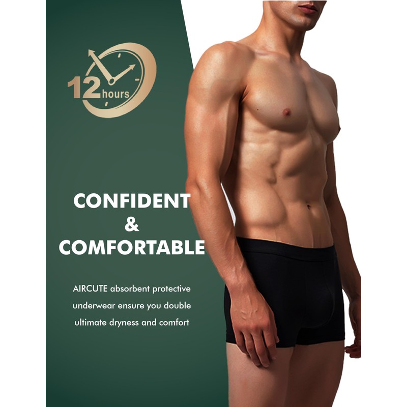 AIRCUTE Men Urinary Incontinence Underwear Washable Absorbency Soft Bladder Leak