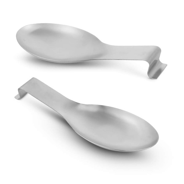 2 Paquete de acero inoxidable Reposa la cuchara, porta utensilios de cocina findTop Utensilios de cuchara para estufa, 3,8 x 9,4 pulgadas