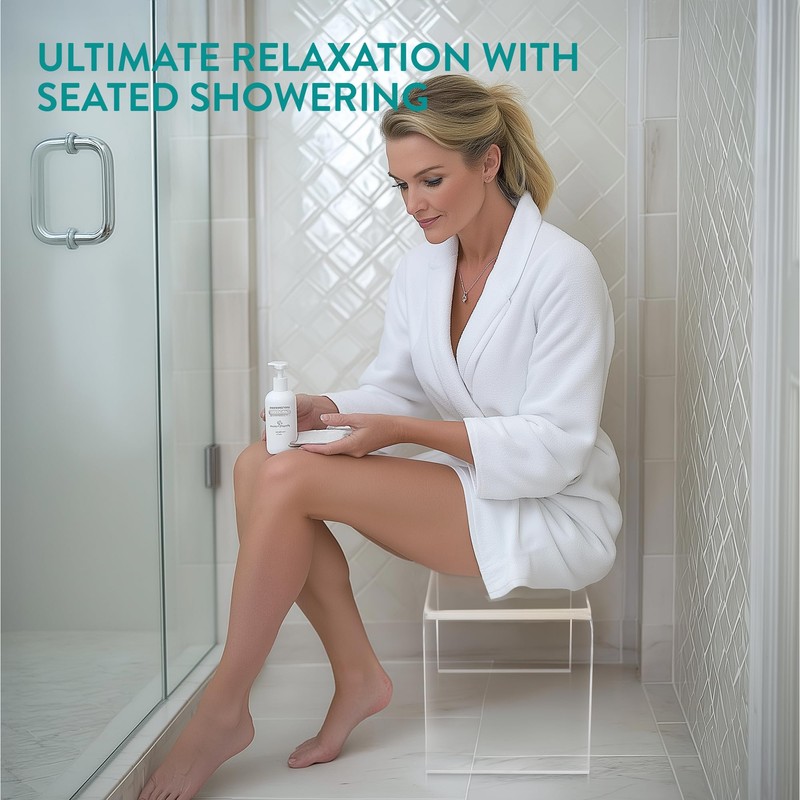 Navaris Acrylic Stool - Clear Shower & Bath Chair -