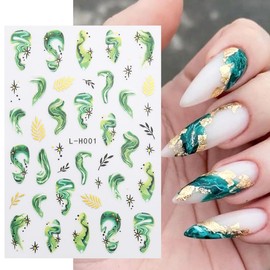 10 Sheets French Nail Stickers 3D line Nail Supplies Self Adhesive Flower Nail Art Stickers Marble Nail Design French Marble Nail Decals for Women Girls DIY Manicure Nail Decoration