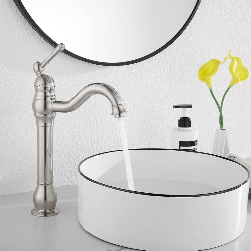 GGStudy 360° Swivel Single Handle One Hole Bathroom Vessel Sink