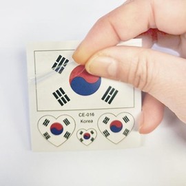Taegeukgi temporary tattoo stickers, South Korea soccer cheering supplies / 태극기 판박이 타투 스티커 축구 대한민국 응원용품