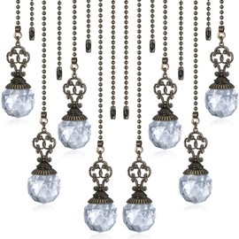 Hicarer Ceiling Fan Pull Chains Crystal Light Fan Pull Chain Pendant with Ball 12 Inch Vintage Ceiling Fan Chain Extender Ornament Chain for Fan Pull (Transparent,4 Pieces)