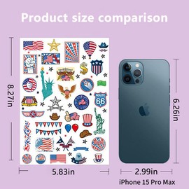 4th of July Temporary Tattoos Stickers,100+Pcs Fourth of July American Flag Fake Tattoos | Red White and Blue USA Patriotic Face Stickers Tattoo for Independence/Memorial/Labor Day Party Supplies