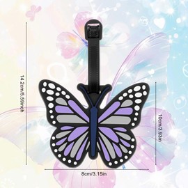 Ymapinc Funny Butterfly Luggage Tags for Suitcases - Purple Silicone Luggage Tags, Unique Personalized ID Label Novelty Markers for Women Men Travel Bags