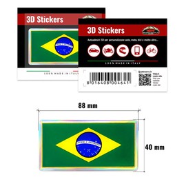 Quattroerre 464 Sticker Brazil Flag 3d 80 mm x 40