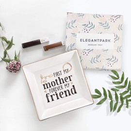 ElegantPark Jewelry Tray Mothers Day Gifts Ring Dish Holder Birthday Gifts for Mom from Daughter Son Valentines Day Gift for Mom Thanksgiving Christmas Day Mom Gifts Ceramic Trinket Dish