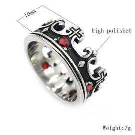 LAFATINA Men's Vintage Royal King Crown Domineering Ring Unisex Stainless Steel Cross Knight Fleur De Lis Cross Bands Ring