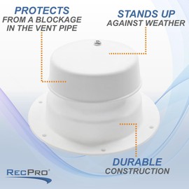 RecPro RV Trailer Plumbing Sewer Vent Cap with Screw Black
