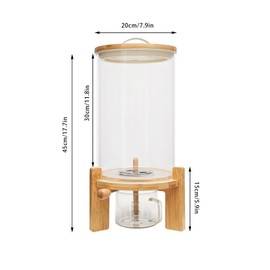 AOOCHU Cereal Storage Dispenser Dry Food Glass Container With Valve Bottle Large Kitchen Bean Tank Sealing Lid Measuring Cup Canister Cylinder Round Base Countertop Storge For Organiza Pantry (7.5L)
