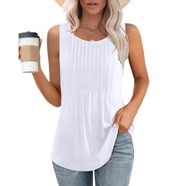 Besshopie Womens Summer Tops 2024 Fashion Dressy Casual White Sleeveless Tops for Women Fashion Cute XL