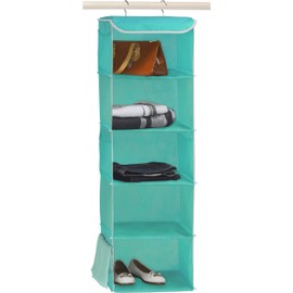 Simple Houseware 5 Shelves Hanging Closet Organizer, Turquoise