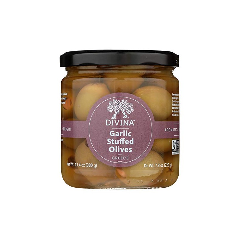 Divina Garlic Stuffed Olives, 7.8 Oz. (Case of 6)
