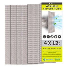 Originallife Pro Floor Vent Register Filter, Eco-Friendly Washable lasts up to 2 years, 4" x 12" (6-Pack, Grey)