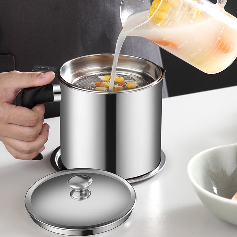 Oil Strainer Pot Filter Screen Large Capacity Multifunctional 304 Stainless