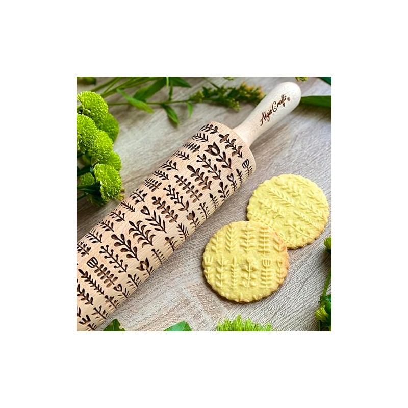 HERB PLANZEN Embossing Rolling Pin for Homemade Pastries Engraved Rolling