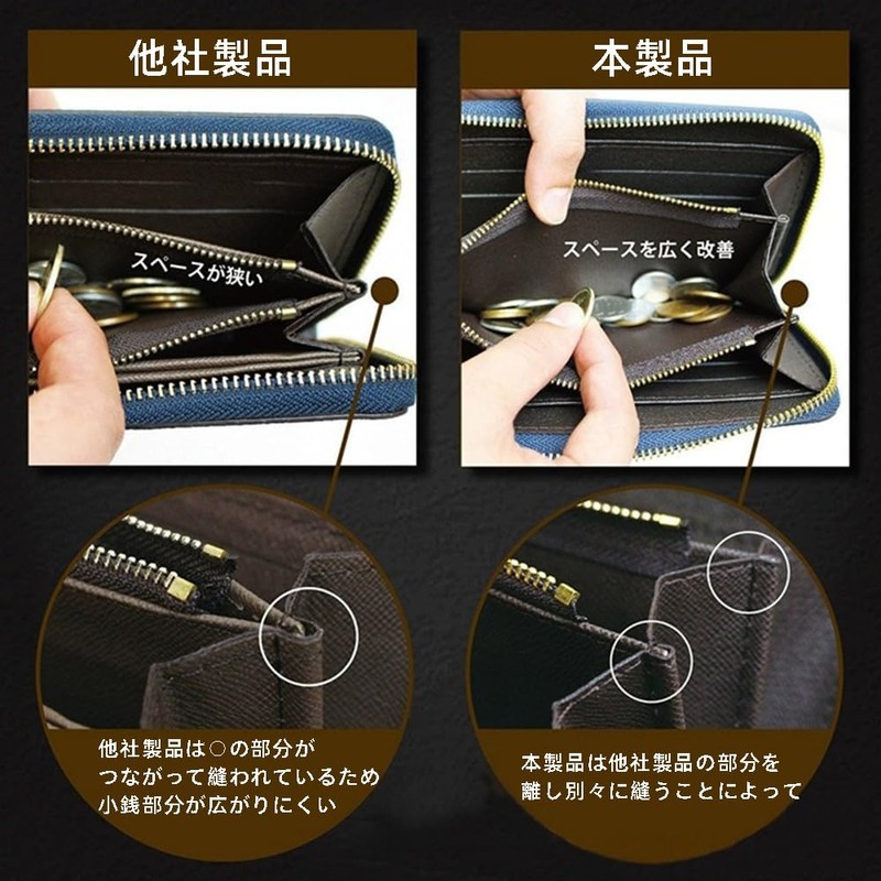 AWONGAHI Men's Long Wallet, Embossing, Leather Wallet, Simple, Coin Purse,