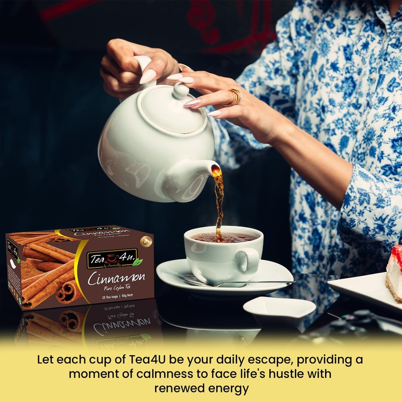 Tea4U Flavored Black Ceylon TeaBags (Cinnamon) - Ideal Quality from
