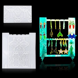 Zayookey Silicone Jewelry Organizer Resin Molds Earring Holder Mold Jewelry Display Stand Silicone Molds Mini Hanger Rack for Epoxy Resin Casting Necklaces Bracelets Rings Storage DIY