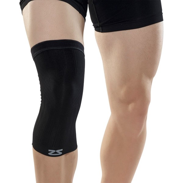 Zensah Compression Knee Sleeve - Relieve Knee Pain, Treat Runners Knee, Patella Support (Large, Midnight Black)