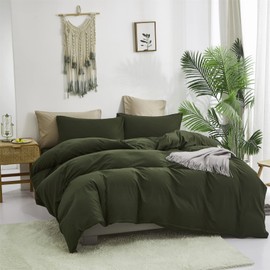 Luxlovery Army Green Comforter Cal King Dark Green Bedding Comforter Set California King Olive Bedding Set Soft Breathable Quilts Bedding Set Women Men