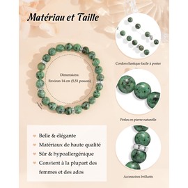 CheersLife Damen Armband Naturstein Armband mit Zirkon-Ring Geburtstag Weihnachten Geschenkidee originelle Perlenarmbänder Geschenk für Mutter Tochter Schwester Freundin Paar (Türkis) FR