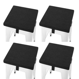 Tromlycs Bar Stool Cushion Square 12x12 Chair Seat Cushion Set of 4 Textured Barstool Pad with Ties 12 inch Black