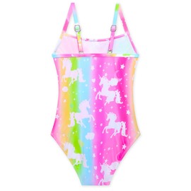 Girls' Swimwear Size 8-9 White Unicorn Bathing Suits with Adjustable Straps Multicolor Cute Swimsuits for Kids Hawaiian