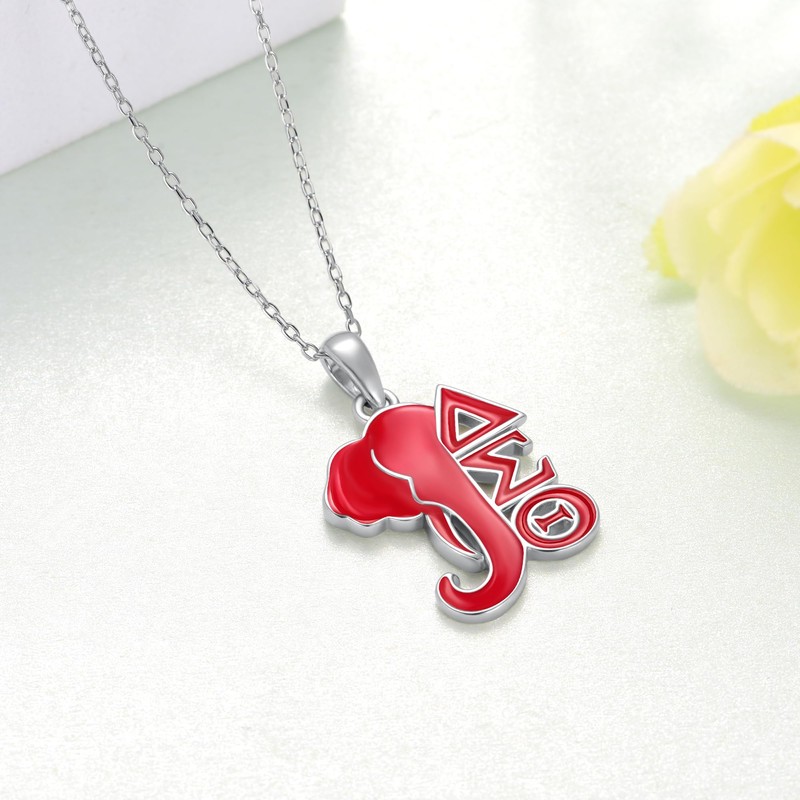 jiulegufa 925 Sterling Silver DST Sorority Necklace - DST Red