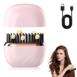 Mini Alisador, Mini Peine Alis ador Portátil, Mi ni Cepillo Alisador de Pelo Portatil, Straightener Comb 3 Ajustes de Temperatura, Peine Alisador de C