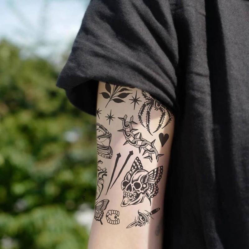 Oottati 20+ Pieces Old School Temporary Tattoos for Adults Men