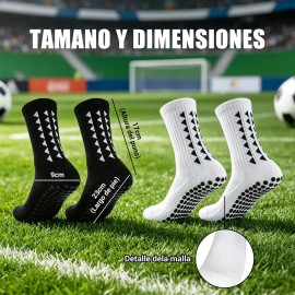 12 Par Calcetin Media Deportivos Fútbol Antideslizantes Blanco Y Negro Talla Unica