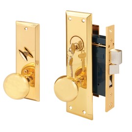 Prime-Line SE 26000 Diecast Single Cylinder Entry Door Mortise Lockset, 2-1/2 Inch Backset, Brass Finish (Single Pack)