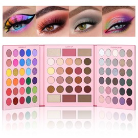 UCANBE Pretty All Set Paleta de Sombras Profesional de 86 Colores, Sombras de Ojos Mate, Satinadas y con Glitter, Paleta Todo en Uno con Iluminador,  