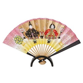 Yakushi Kiln Peach Festival Hina Doll Zatsuhina, Sausa, Helmet, Double-Sided Decorative Fan (Ceramic Display Stand)