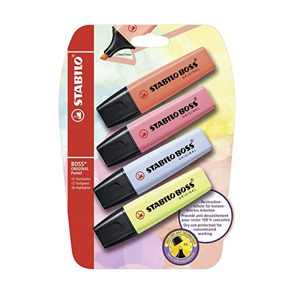 Highlighter - STABILO BOSS Pastel 4 Assorted Colours
