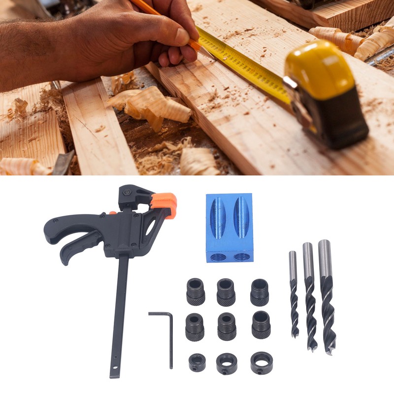 15Pcs Pocket Hole Jig 15° Aluminum Alloy Inclined Hole Drilling