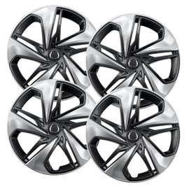 Hubcaps.com - Premium Quality 16 inch Silver/Charcoal Hubcaps fits 2019 2020 2021 Honda Civic, Heavy Duty Solid Clip Construction (Set of 4) (55103AMS-4)